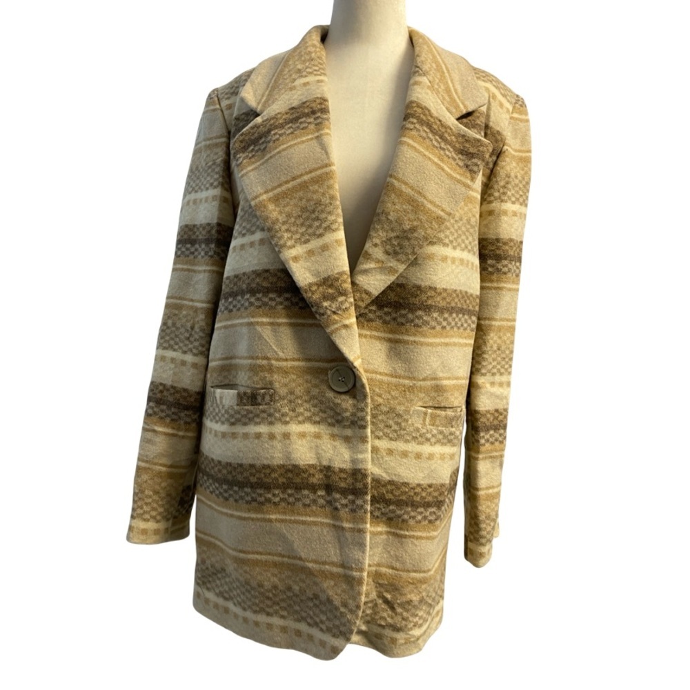 Braetan Vintage Wool Blend Neutral
Tone Single Button Blazer Size Small Pit 21 - Picture 7 of 14